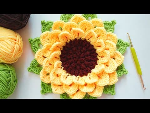 How to Crochet 3D Sunflower Free Tutorial [English]