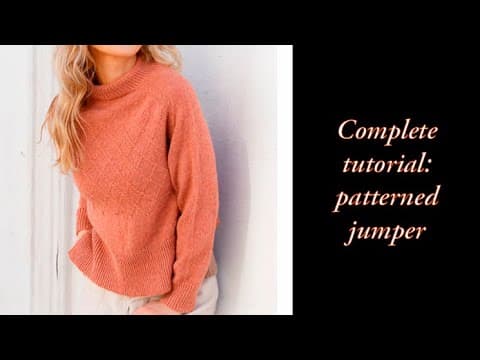 Saddle shoulder jumper. Knitted jumper with pattern. Complete tutorial. How to knit a sweater.