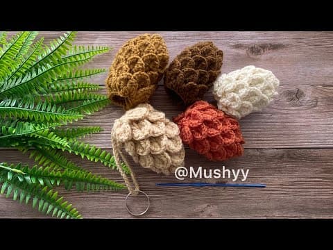 Crochet Pinecone Christmas Ornament/ Bag Charm EASY Tutorial #howtocrochet #crochettutorial #diy
