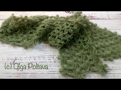 How to crochet fine and delicate mohair flower scarf