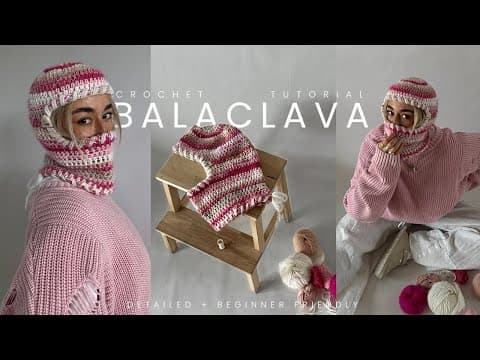 pink CROCHET BALACLAVA tutorial with leftover yarn | easy, beginner friendly, one stitch only