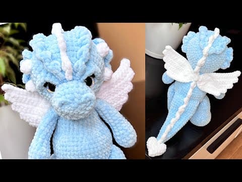 How to Crochet a DRAGON 12" ❤️ from plush yarn / VIDEO TUTORIAL / Part 1 / Dragon Pattern ETSY