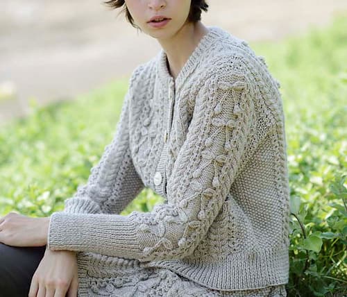 Berry Stitch Aran Cardigan and Snood